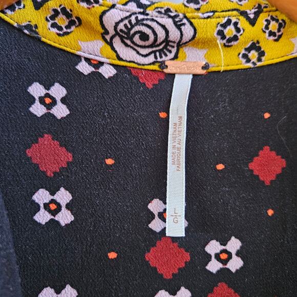 Free People Charlotte Sleeveless Top Size L Mixed Print Tunic Boho Festival - Picture 5 of 10